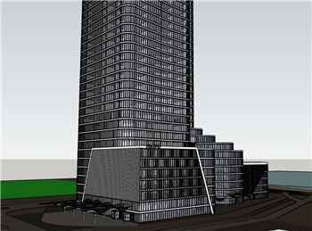 超高层办公建筑玻璃幕墙建筑SU模型 SU模型下载