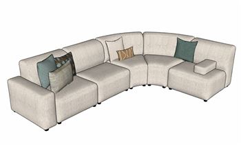 转角布艺沙发沙发SU模型 SU模型下载