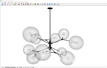 现代多头吊灯分子灯灯具SU模型 SU模型下载