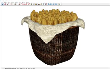 烘焙面包篮藤编篮装饰SU模型 - SU模型免费下载_sketchup模型