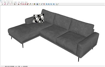 L型布艺转角沙发沙发SU模型 SU模型下载