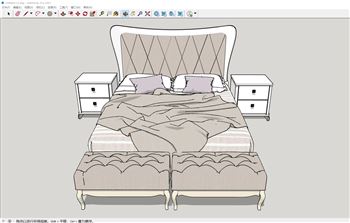 卧室轻奢软包床铺床铺SU模型 - SU模型免费下载_sketchup模型