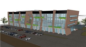 玻璃幕墙办公楼建筑SU模型 SU模型下载