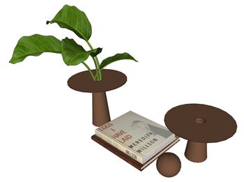 花盆植物书籍装饰SU模型 - SU模型免费下载_sketchup模型