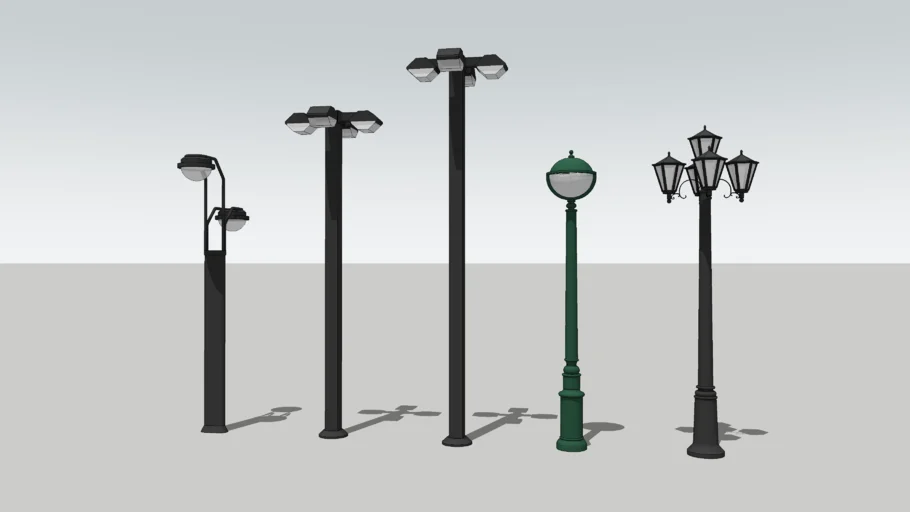 户外照明复古路灯灯具SU模型 SU模型下载