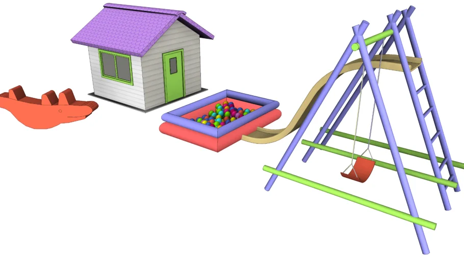 儿童游乐设施组合儿童SU模型 SU模型下载