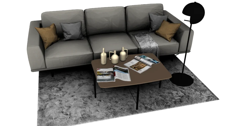 现代风格的客厅软装沙发茶几组合沙发SU模型 SU模型下载