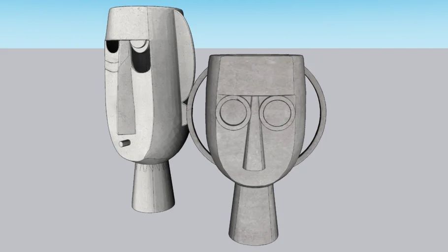 抽象人脸艺术装饰装饰SU模型 - SU模型免费下载_sketchup模型