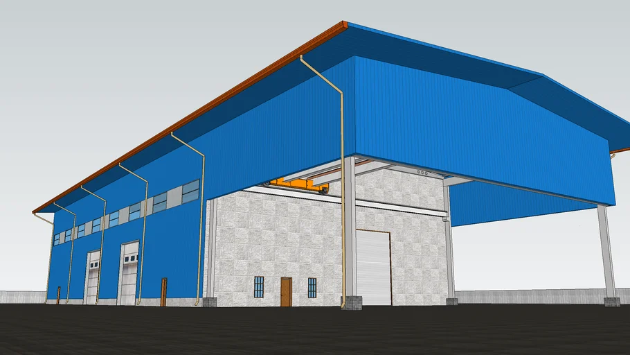 钢结构工业厂房建筑模型建筑SU模型 SU模型下载