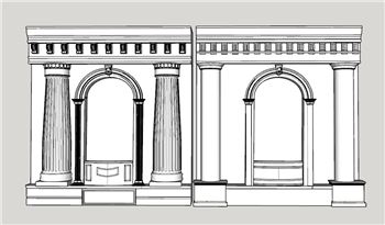 新古典主义风格的希腊建筑立面建筑SU模型 SU模型下载
