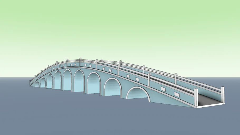 中式多孔石拱桥模型建筑SU模型 SU模型下载