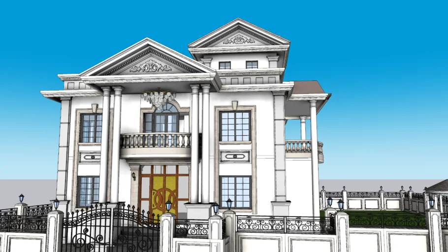 法式古典风格独栋别墅模型建筑SU模型 - SU模型免费下载_sketchup模型