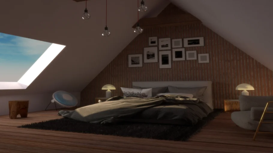 阁楼卧室场景SU模型 - SU模型免费下载_sketchup模型