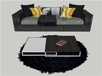 现代轻奢风沙发茶几沙发SU模型 SU模型下载
