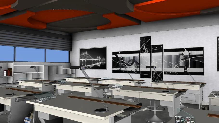 多媒体教室室内设计场景SU模型 - SU模型免费下载_sketchup模型