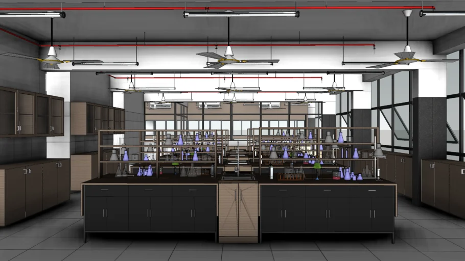 化学实验室室内设计场景SU模型 - SU模型免费下载_sketchup模型