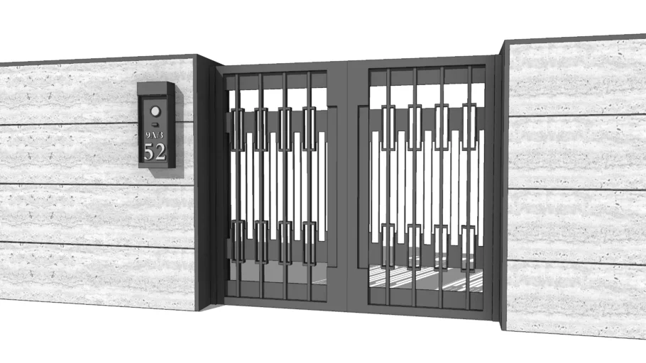 现代庭院大门SU模型 SU模型下载