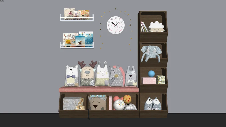 儿童换鞋凳动物抱枕SU模型 SU模型下载