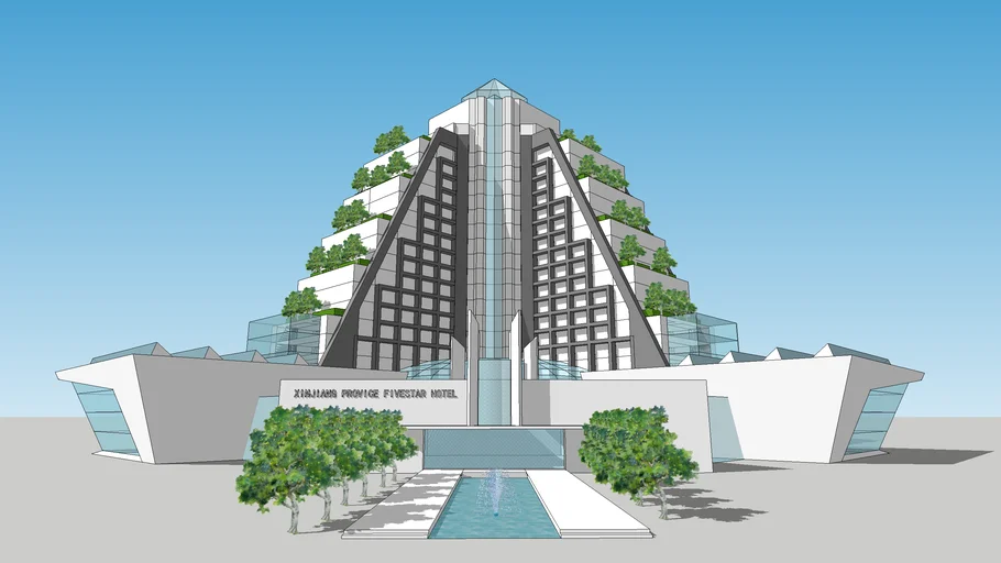 建筑:金字塔形生态酒店SU模型 SU模型下载
