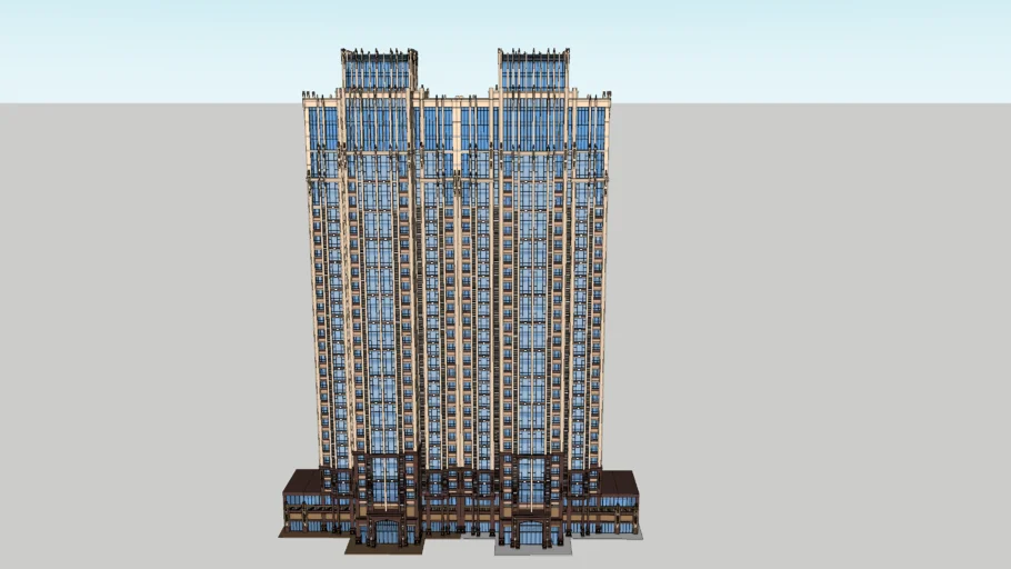 ArtDeco高层住宅SU模型 - SU模型免费下载_sketchup模型
