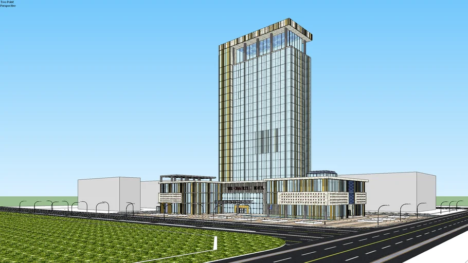 建筑:现代玻璃幕墙商务酒店SU模型 SU模型下载