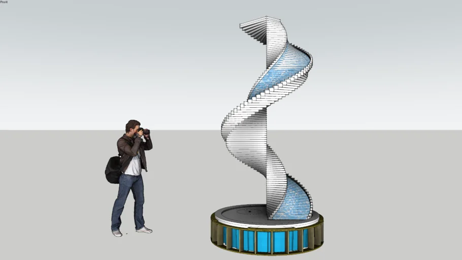 雕塑:双螺旋楼梯雕塑SU模型 SU模型下载