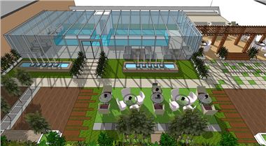 景观:屋顶花园景观SU模型 SU模型下载