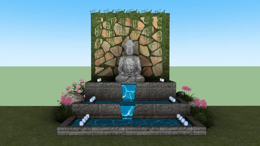 禅意景观水景SU模型 SU模型下载