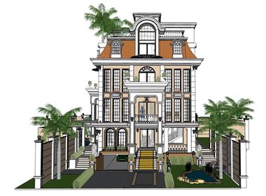 法式轻奢独栋别墅SU模型 SU模型下载