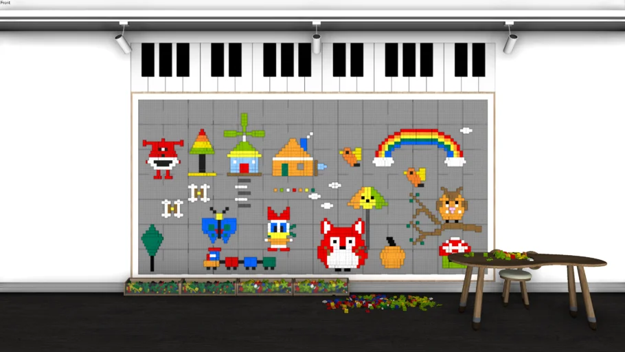 儿童乐高拼搭墙SU模型 SU模型下载