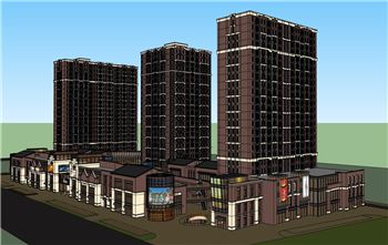 褐石风商住综合体SU模型 SU模型下载