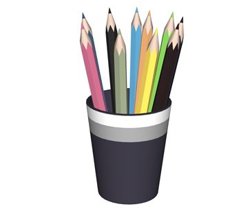 彩色铅笔收纳笔筒SU模型 - SU模型免费下载_sketchup模型