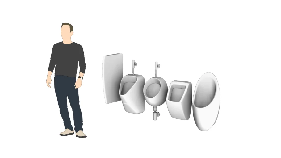 男士小便斗小便池组合SU模型 SU模型下载