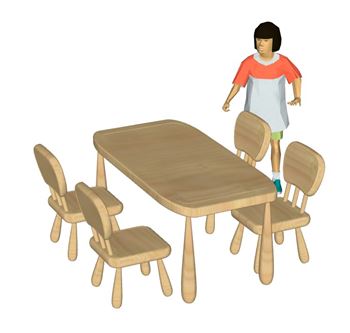 幼儿园实木儿童桌椅SU模型 SU模型下载