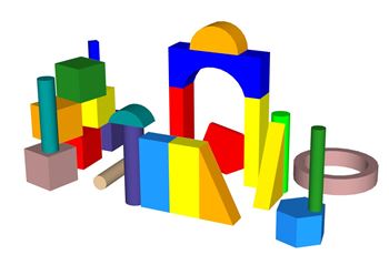 儿童彩色几何积木玩具SU模型 SU模型下载