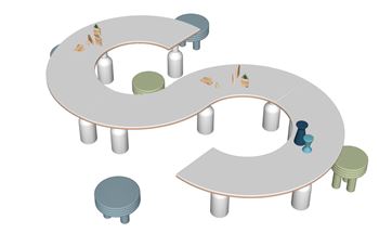 S形儿童互动桌椅SU模型 SU模型下载