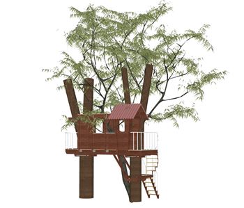 林间树屋SU模型 SU模型下载