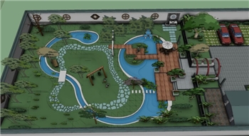 新中式庭院水景SU模型 SU模型下载