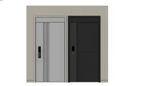 现代智能防盗门双款SU模型 SU模型下载