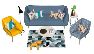 客厅软装沙发茶几SU模型 SU模型下载