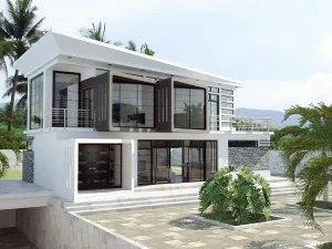 现代两层别墅SU模型 SU模型下载