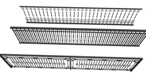 铁艺栏杆组合SU模型 SU模型下载