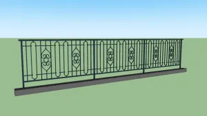 欧式卷草纹铁艺栏杆SU模型 SU模型下载