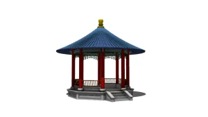 中式六角重檐亭SU模型 - SU模型免费下载_sketchup模型