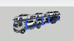 双层汽车运输挂车SU模型 SU模型下载