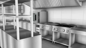 现代商用厨房3D设计SU模型 SU模型下载