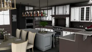 美式轻奢开放式厨房SU模型 SU模型下载