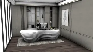 现代轻奢总裁办公室SU模型 SU模型下载