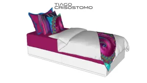 艺术印花单人床SU模型 - SU模型免费下载_sketchup模型