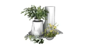 清新花艺装饰台组合SU模型 - SU模型免费下载_sketchup模型